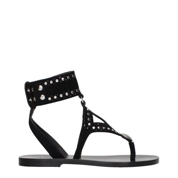 Isabel Marant Black Leather Flip-Flop Women's Sandals - Picture 1 of 4
